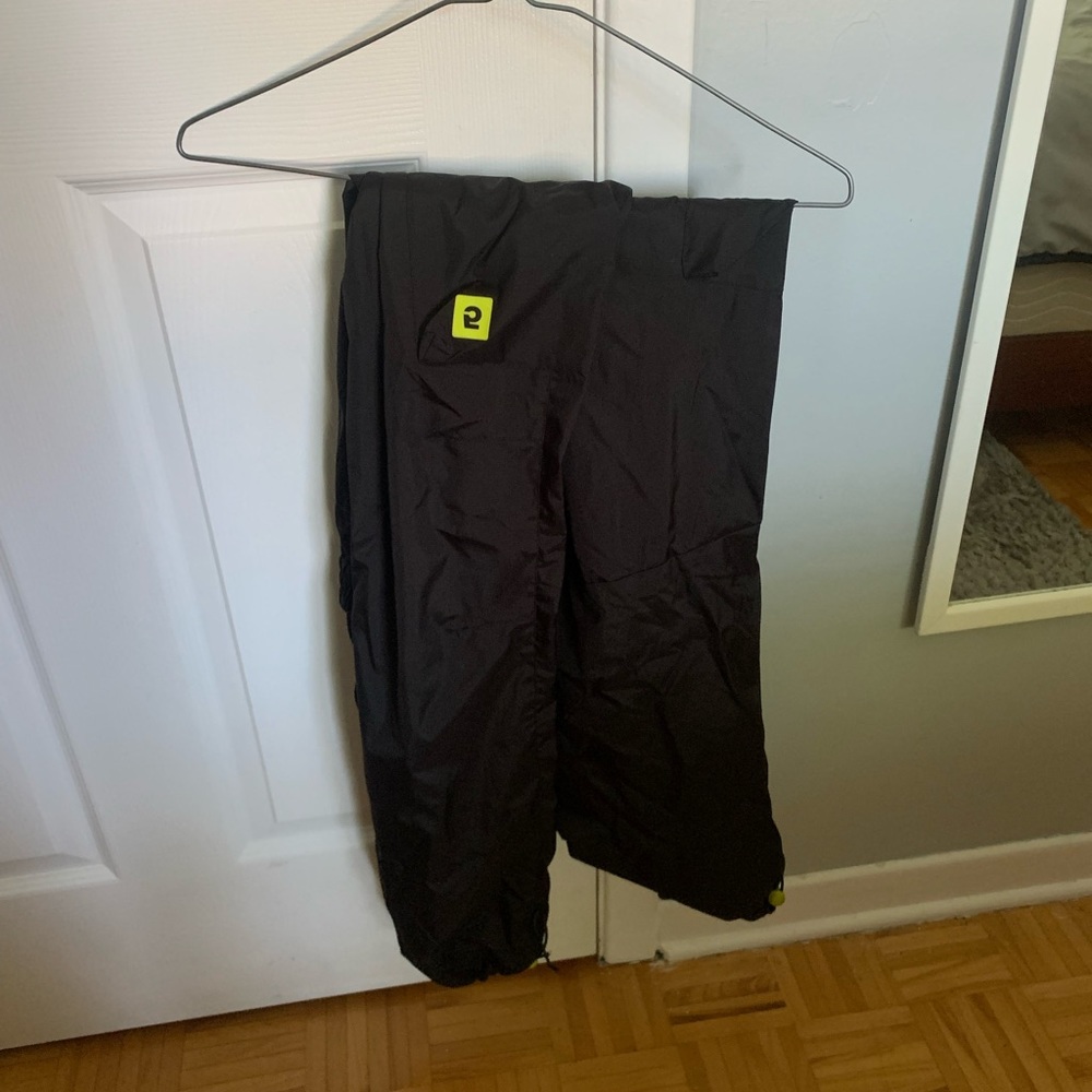 Black cargo parachute pants